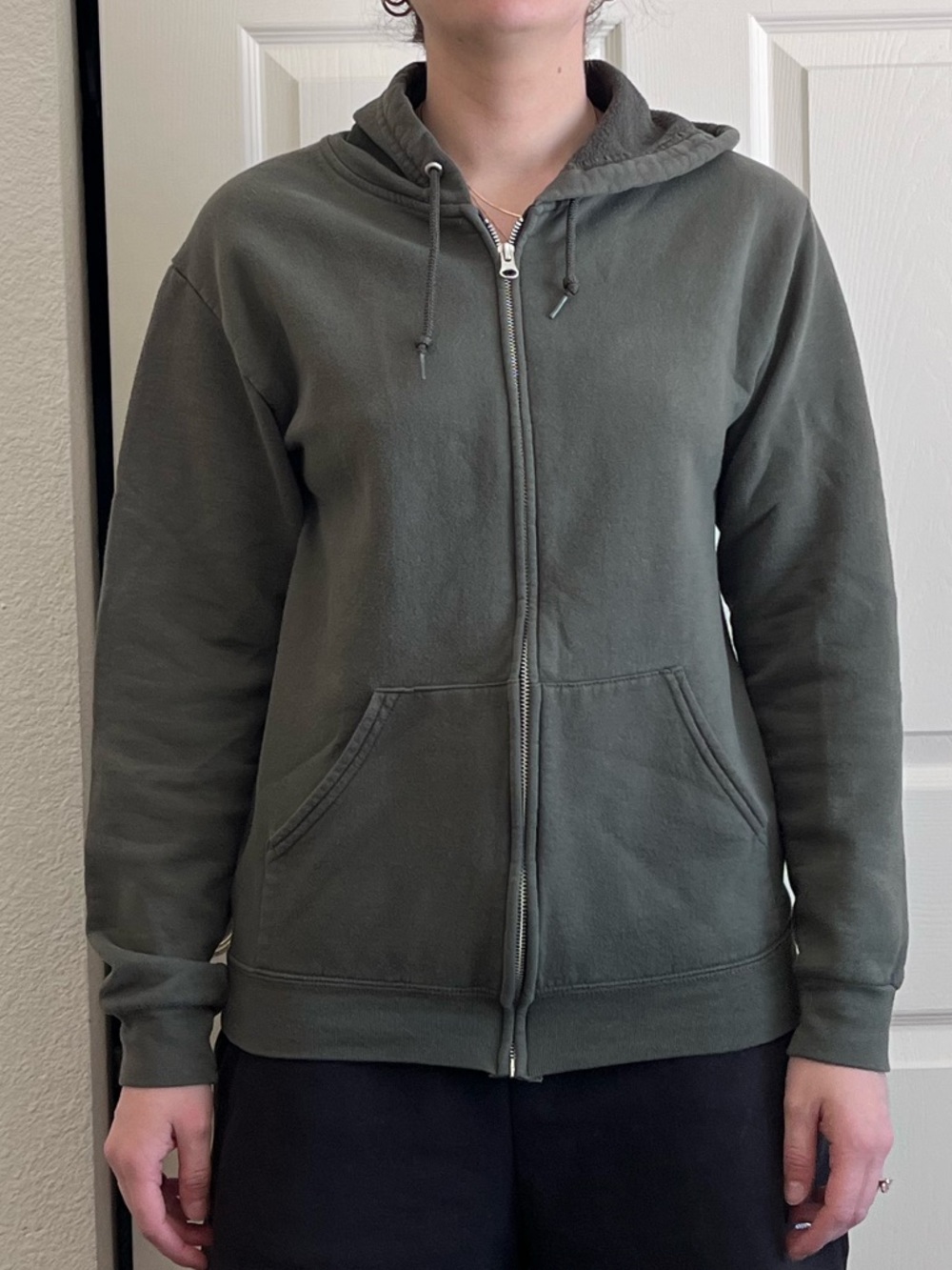 Fruit of the Loom Olive Green Zip Front Hoodie Jacket